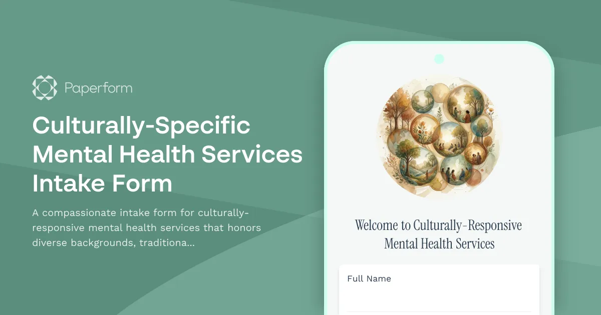 Culturally-Specific Mental Health Services Intake Form