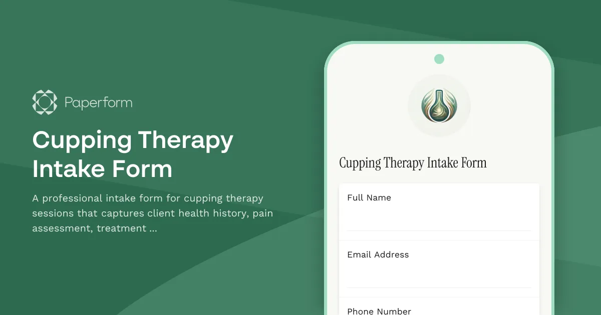 Cupping Therapy Intake Form