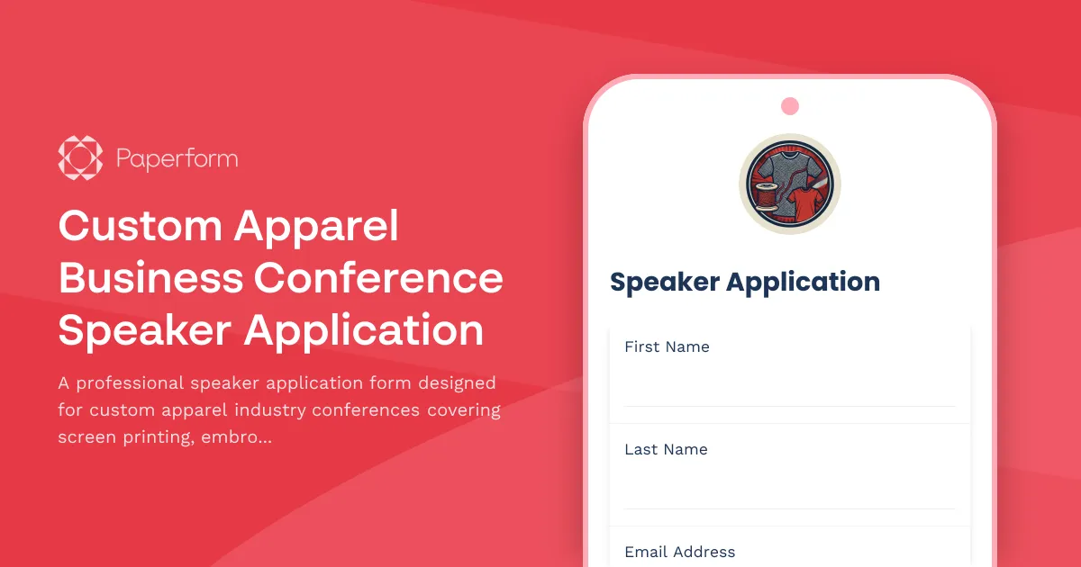 Custom Apparel Business Conference Speaker Application