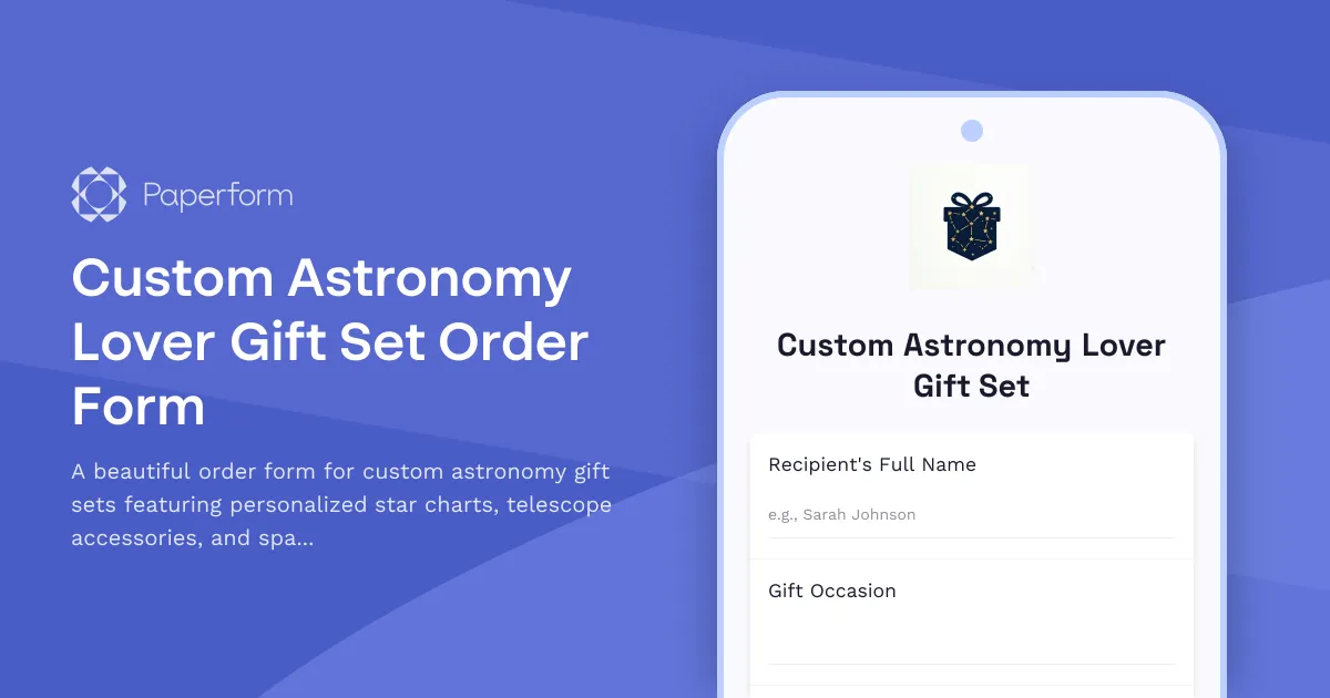 Custom Astronomy Lover Gift Set Order Form