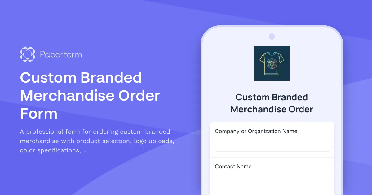 Custom Branded Merchandise Order Form