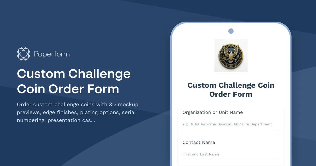 Custom Challenge Coin Order Form