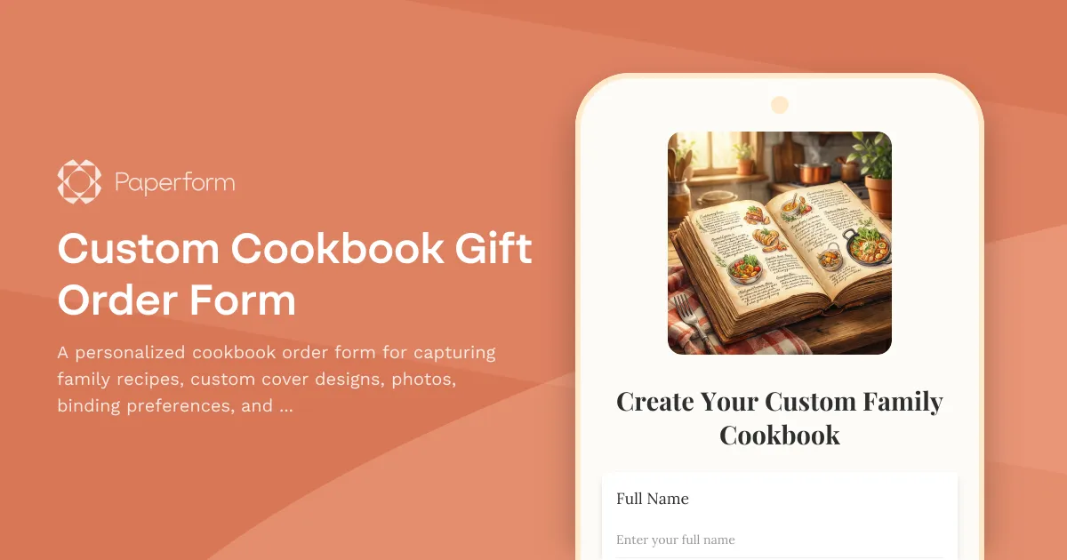 Custom Cookbook Gift Order Form