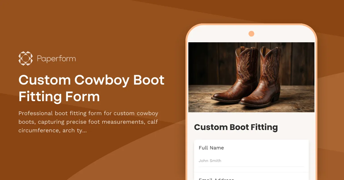 Custom Cowboy Boot Fitting Form
