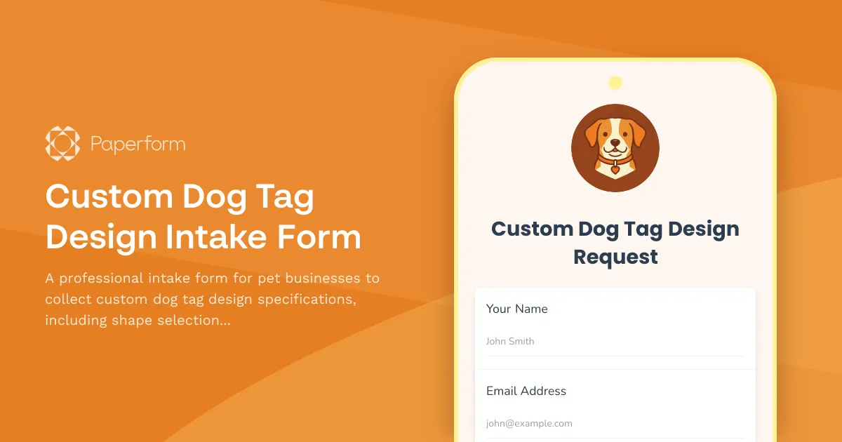 Custom Dog Tag Design Intake Form