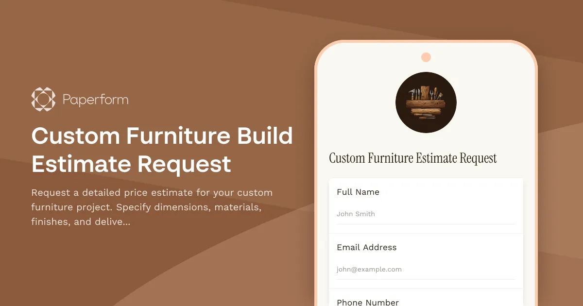 Custom Furniture Build Estimate Request
