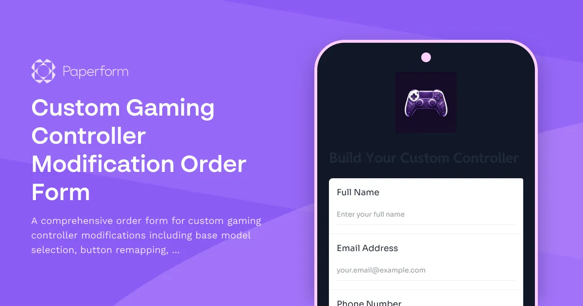 Custom Gaming Controller Modification Order Form