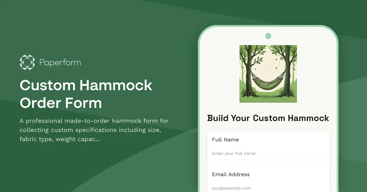 Custom Hammock Order Form