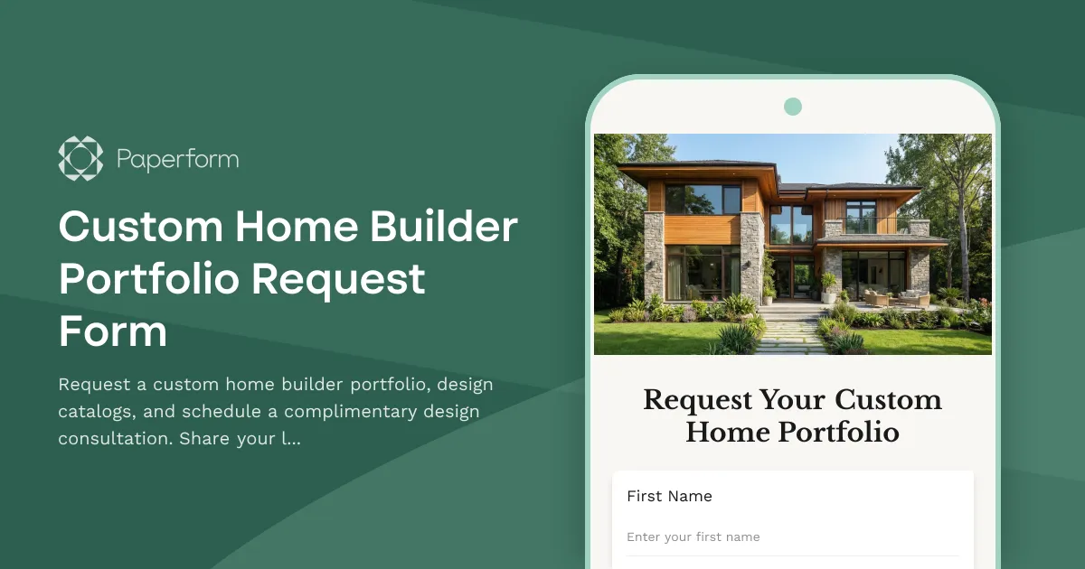 Custom Home Builder Portfolio Request Form