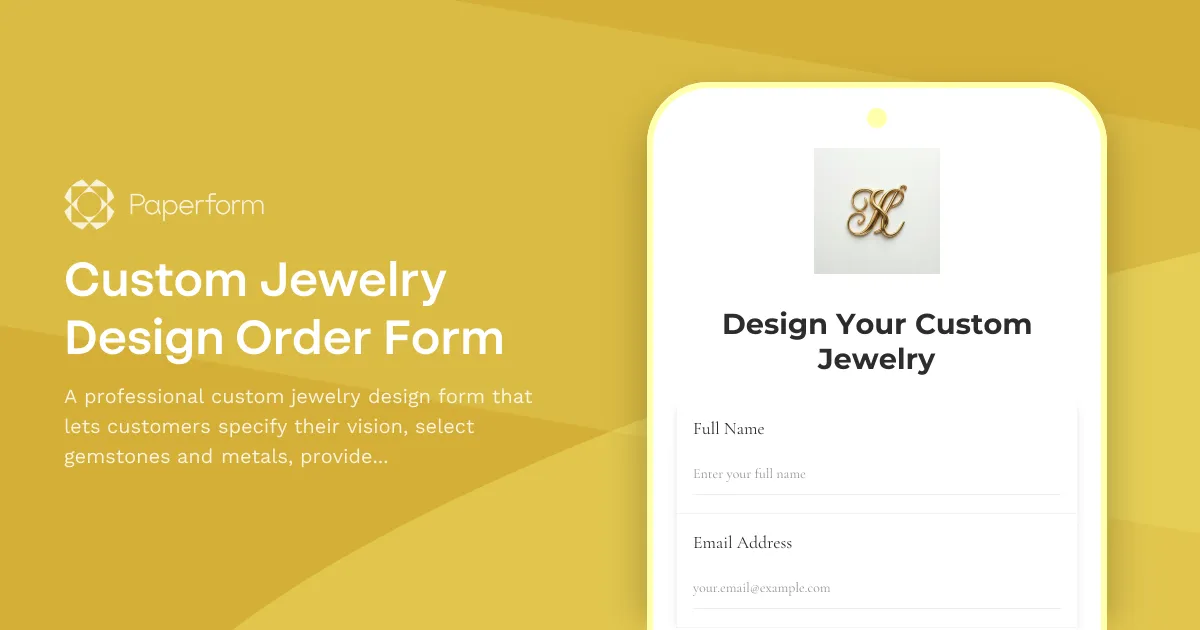 Custom Jewelry Design Order Form