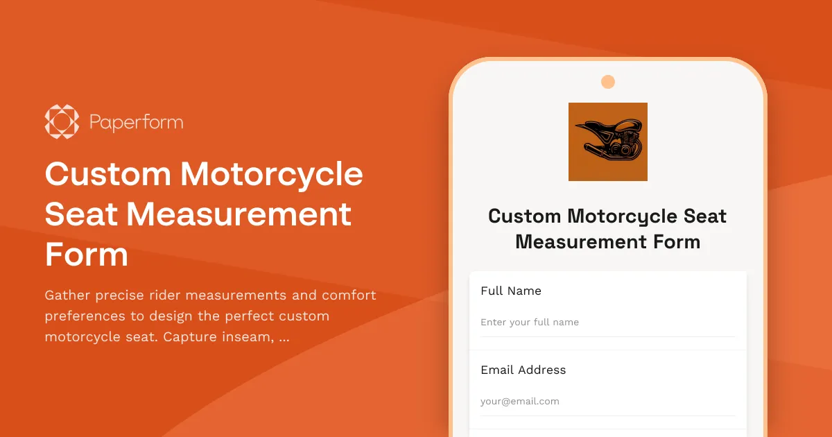 Custom Motorcycle Seat Measurement Form