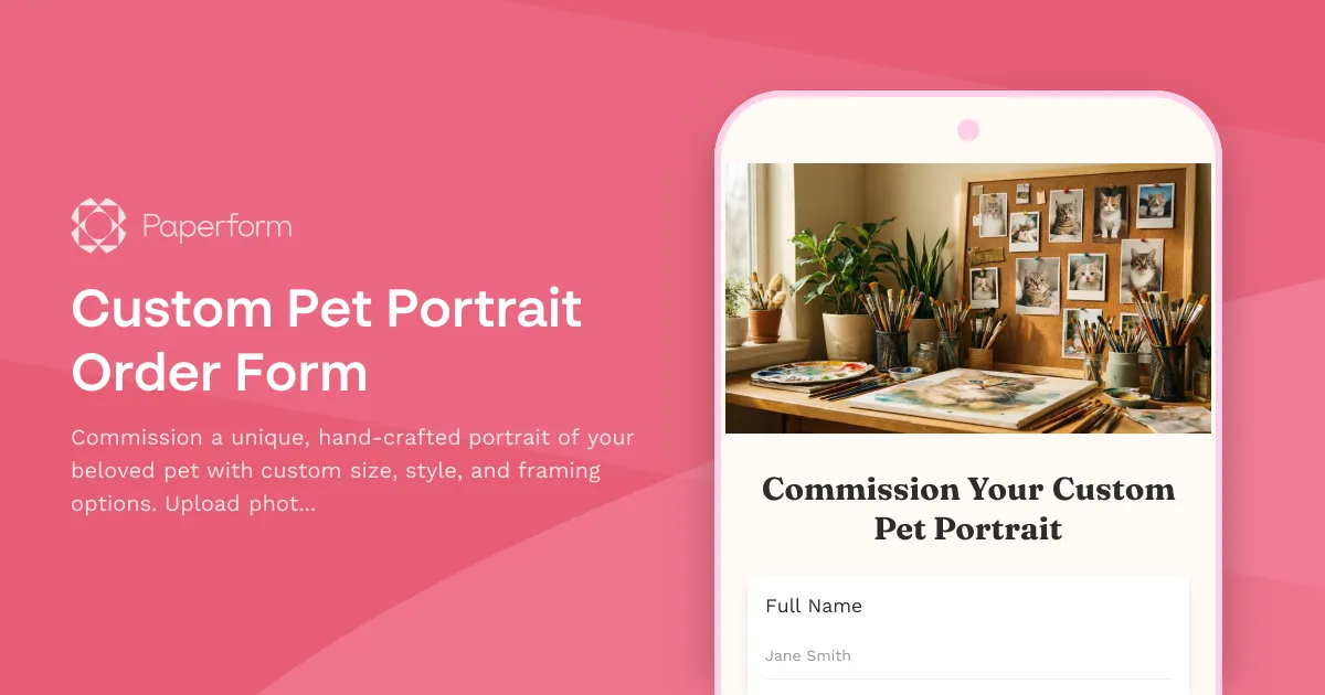 Custom Pet Portrait Order Form