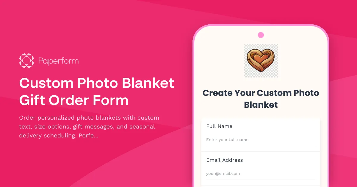 Custom Photo Blanket Gift Order Form