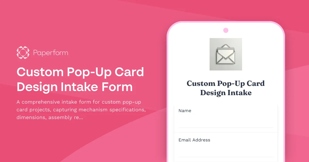 Custom Pop-Up Card Design Intake Form