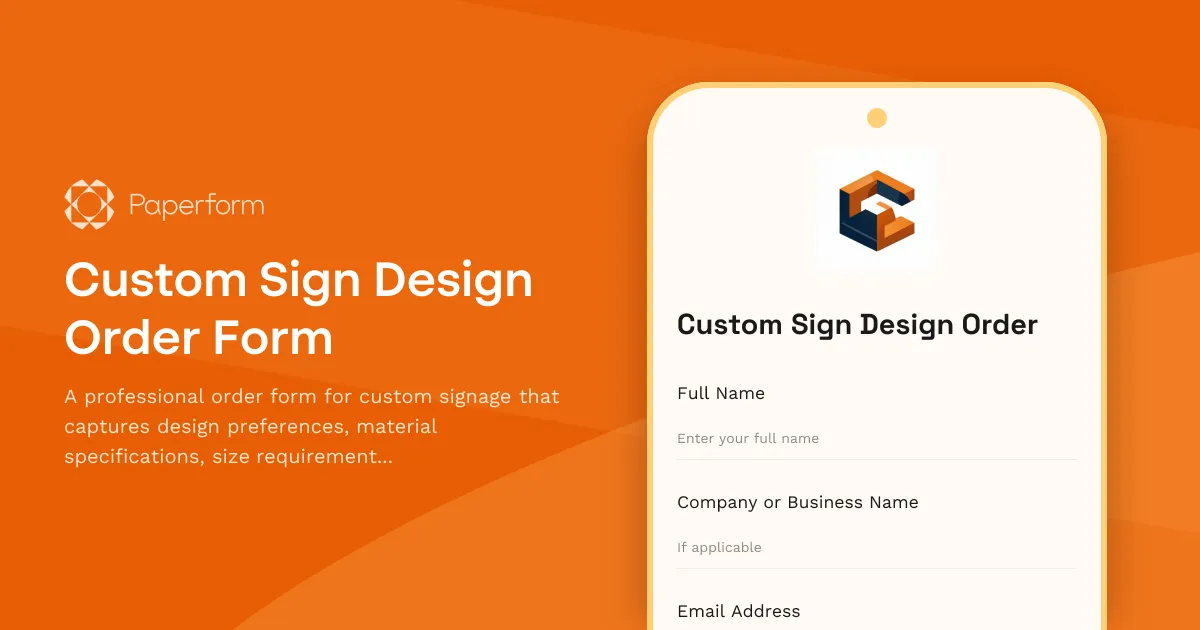 Custom Sign Design Order Form