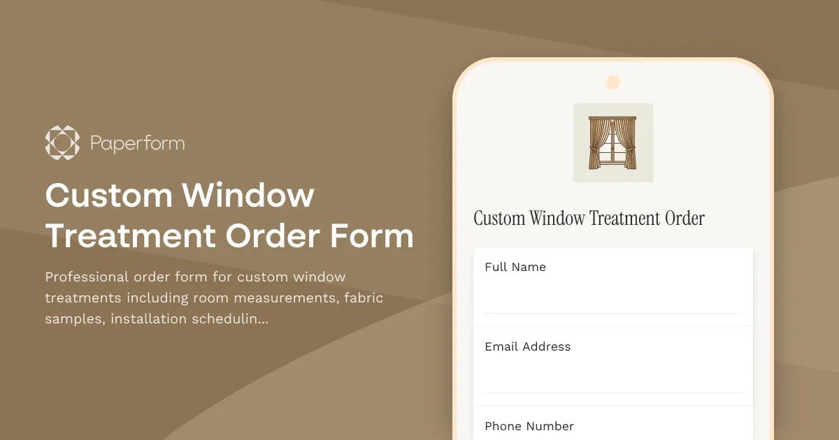 Custom Window Treatment Order Form