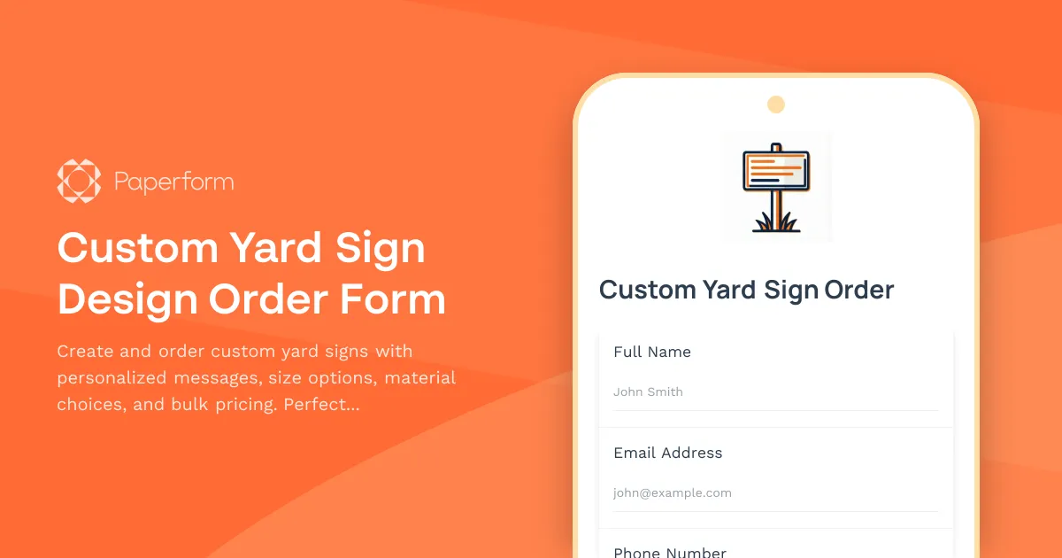 Custom Yard Sign Design Order Form