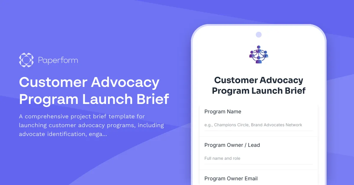 Customer Advocacy Program Launch Brief