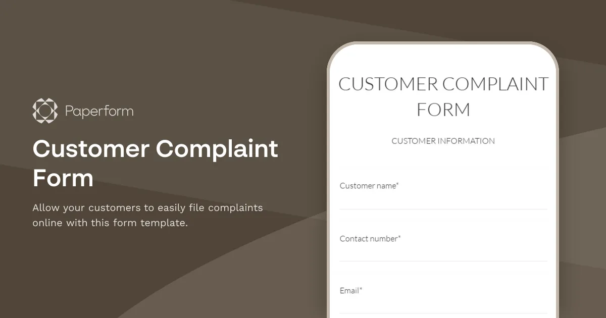 Customer Complaint Form