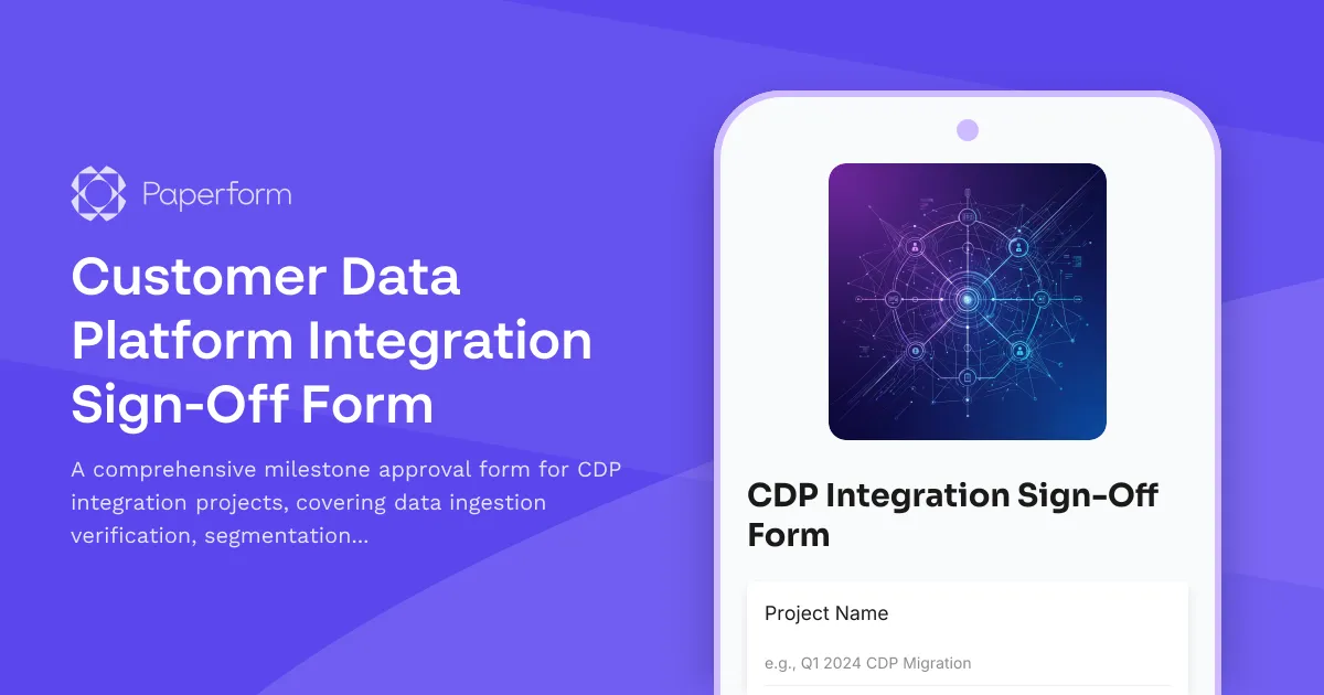 Customer Data Platform Integration Sign-Off Form