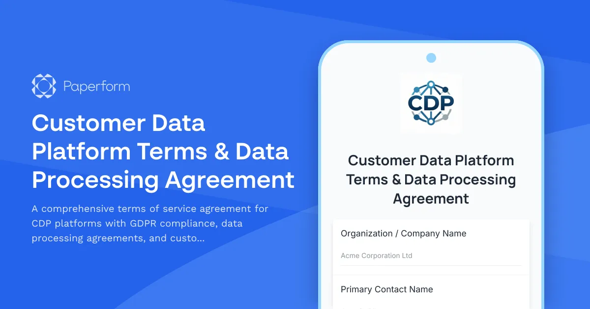 Customer Data Platform Terms & Data Processing Agreement