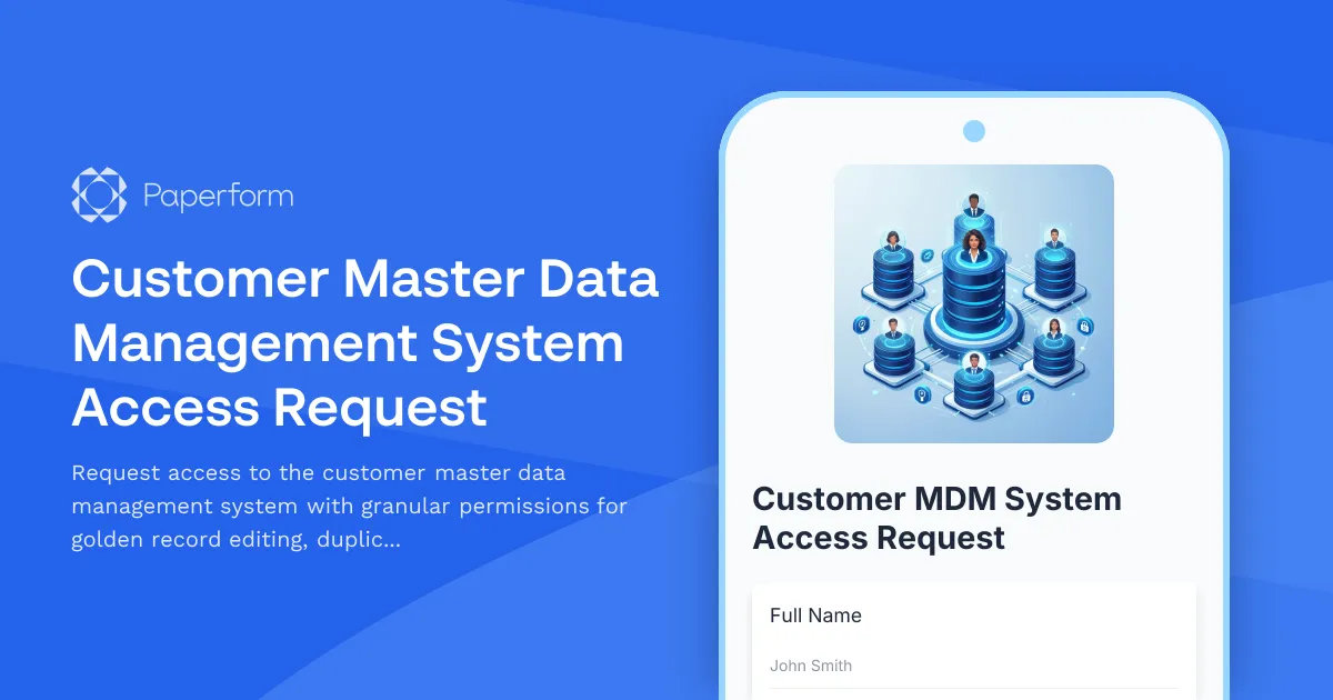 Customer Master Data Management System Access Request
