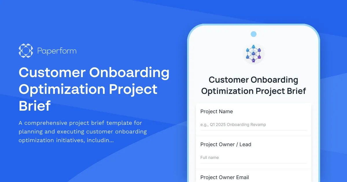 Customer Onboarding Optimization Project Brief