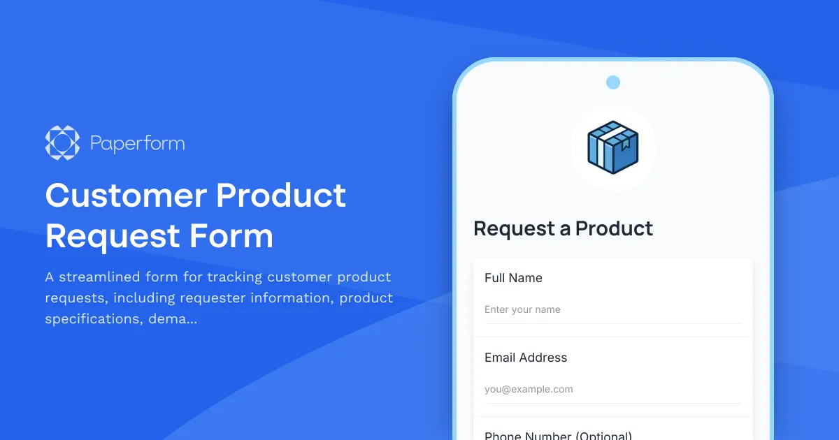 Customer Product Request Form