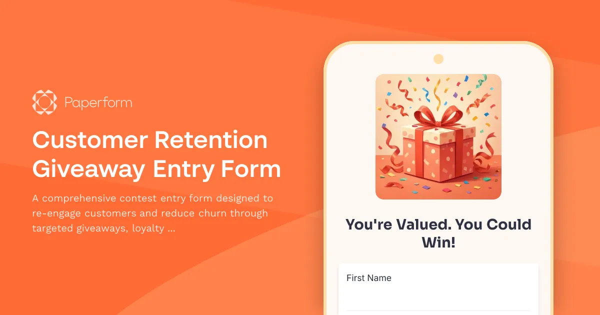 Customer Retention Giveaway Entry Form