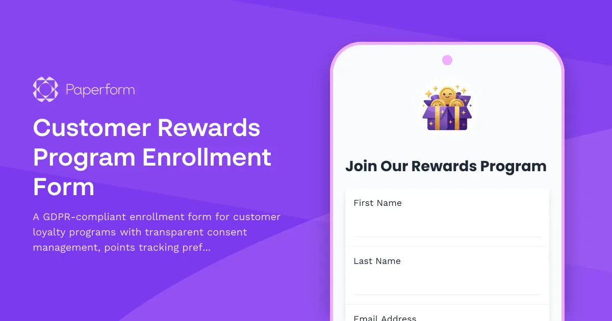 Customer Rewards Program Enrollment Form
