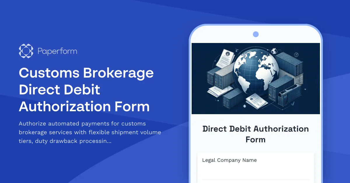 Customs Brokerage Direct Debit Authorization Form