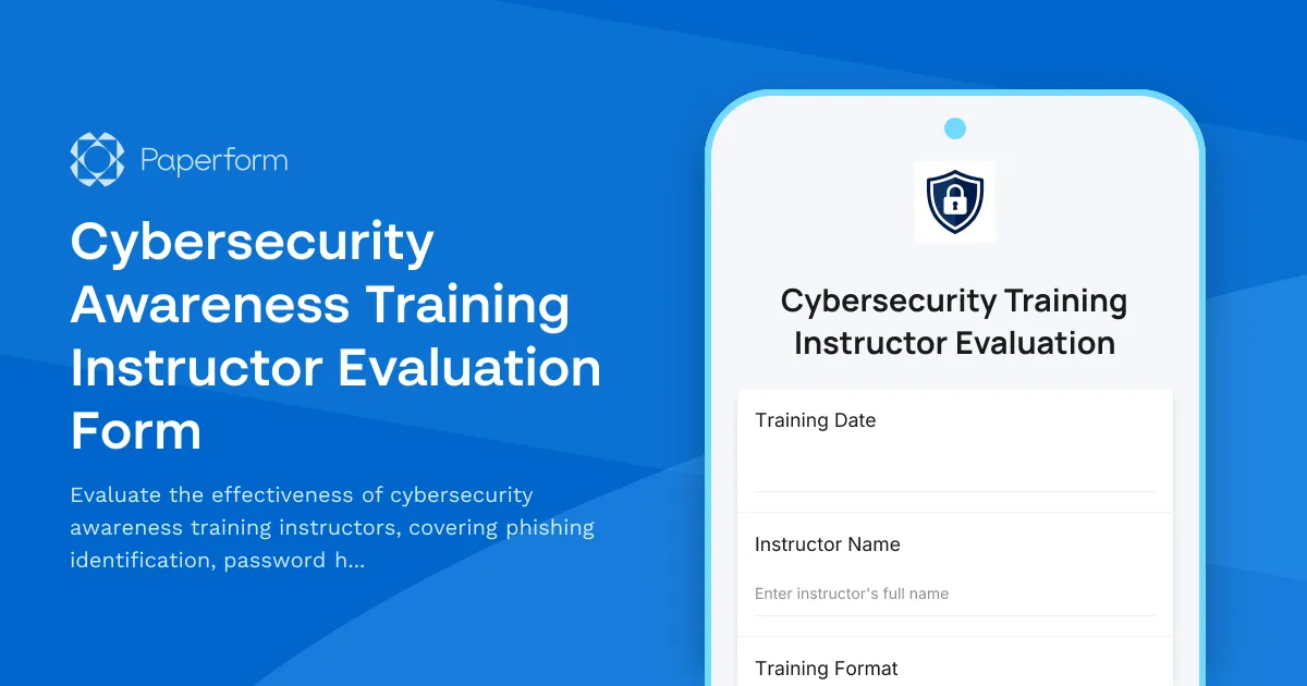 Cybersecurity Awareness Training Instructor Evaluation Form