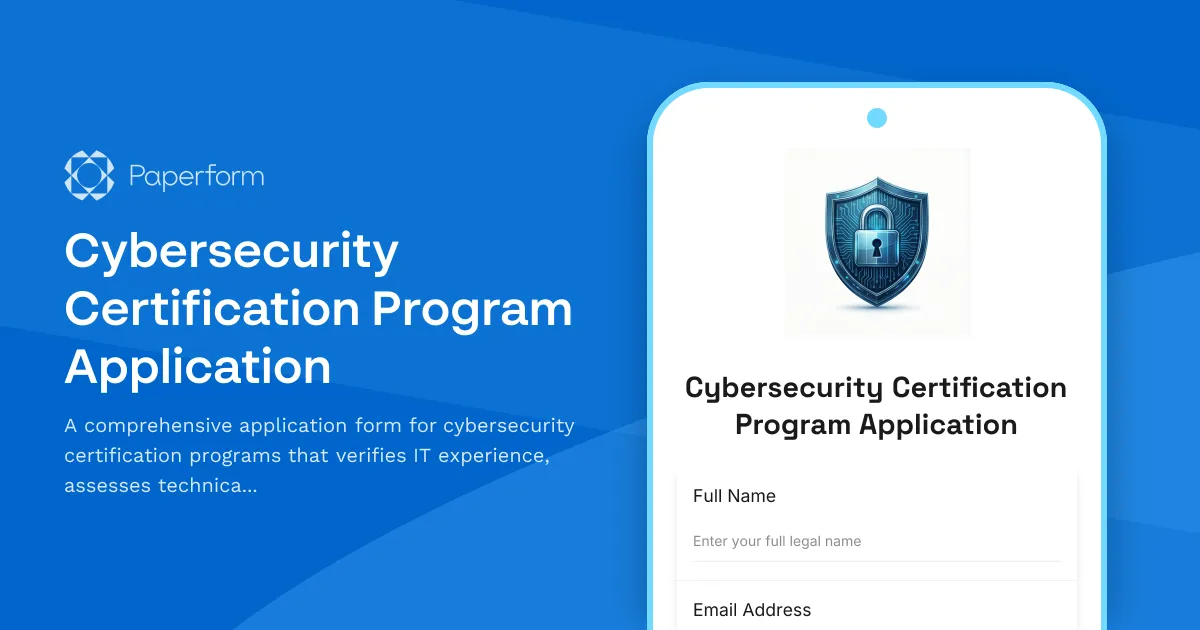 Cybersecurity Certification Program Application