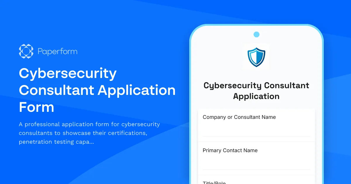 Cybersecurity Consultant Application Form