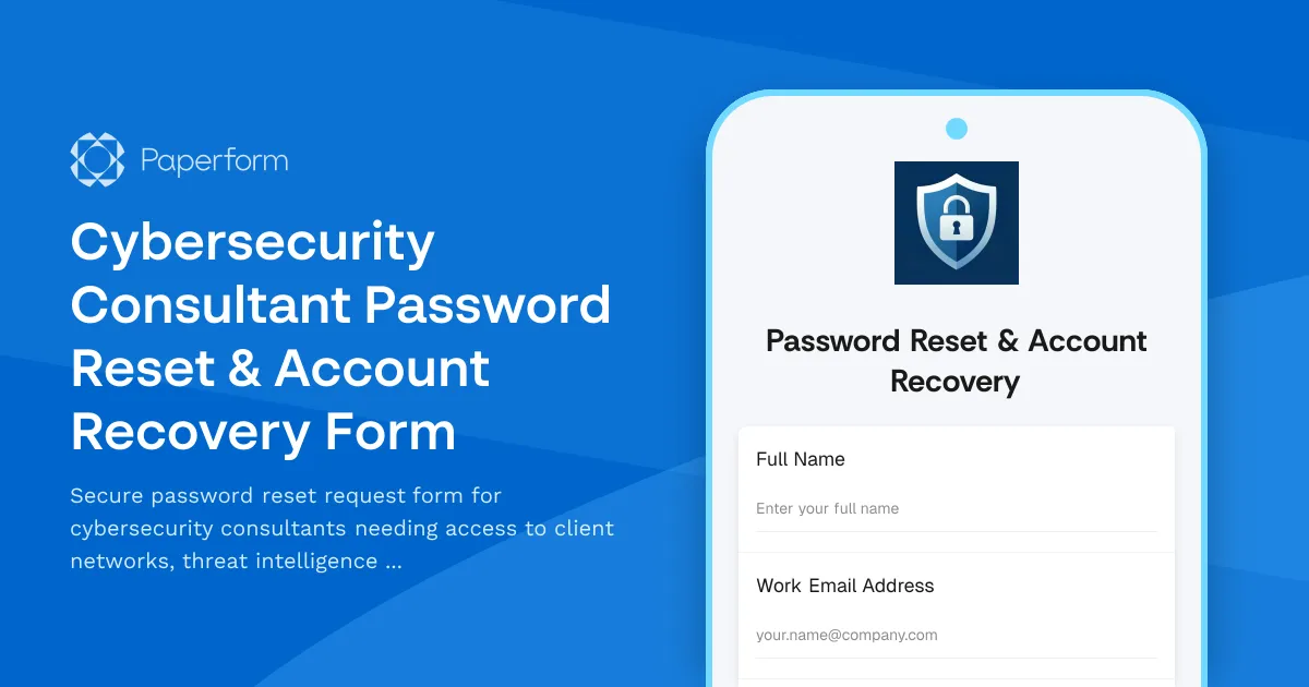 Cybersecurity Consultant Password Reset & Account Recovery Form