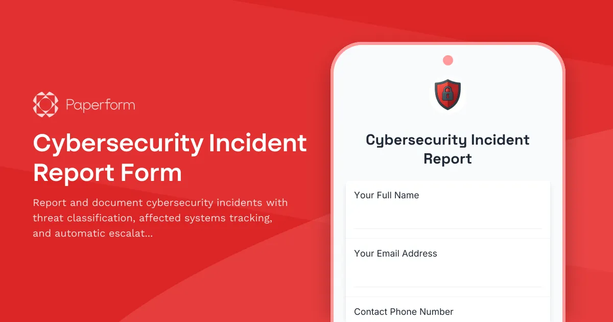 Cybersecurity Incident Report Form