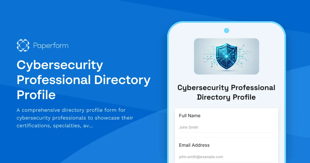 Cybersecurity Professional Directory Profile