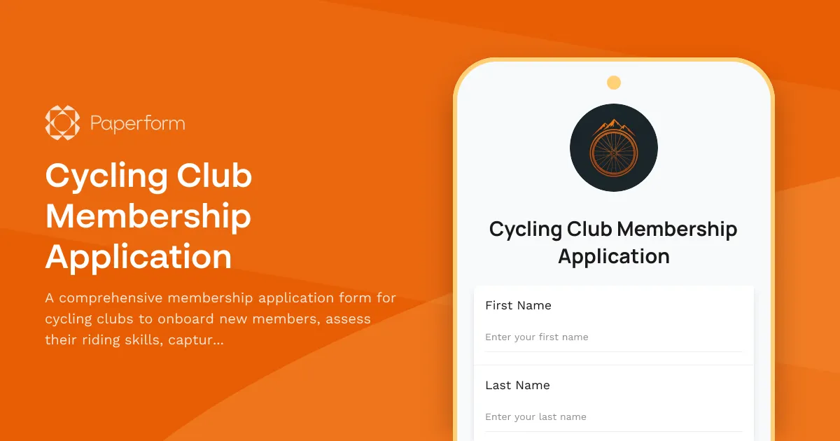 Cycling Club Membership Application