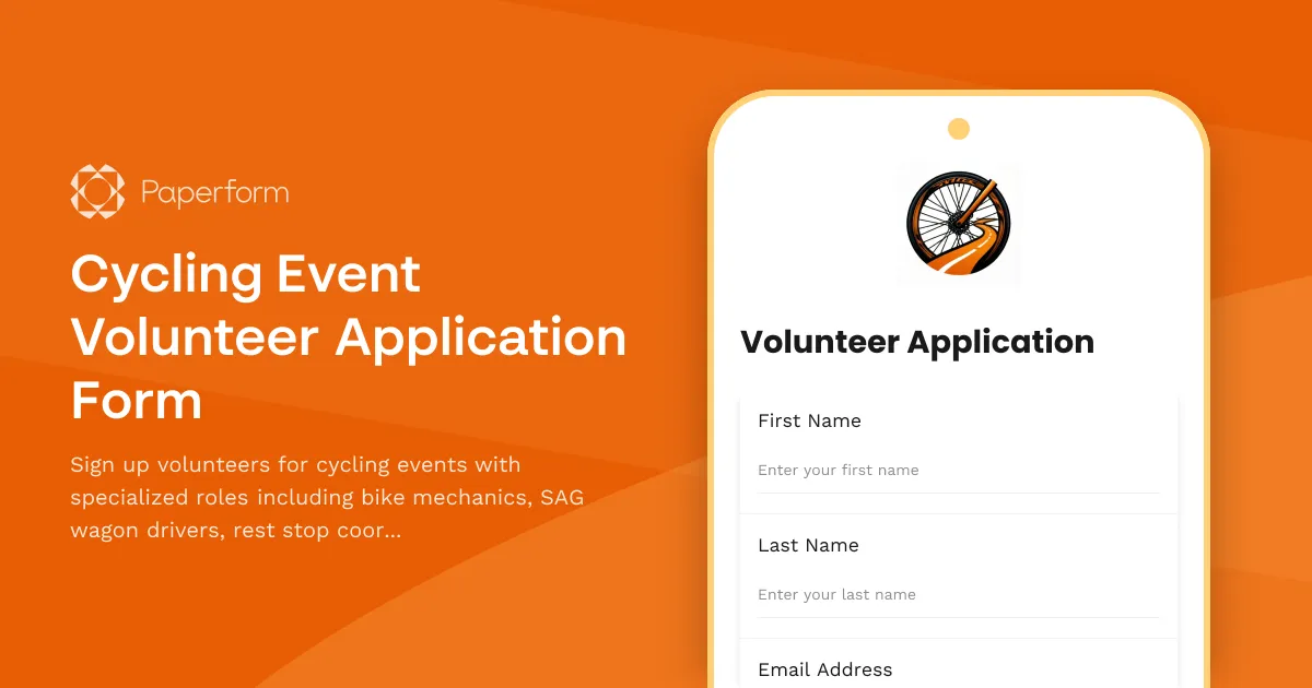 Cycling Event Volunteer Application Form