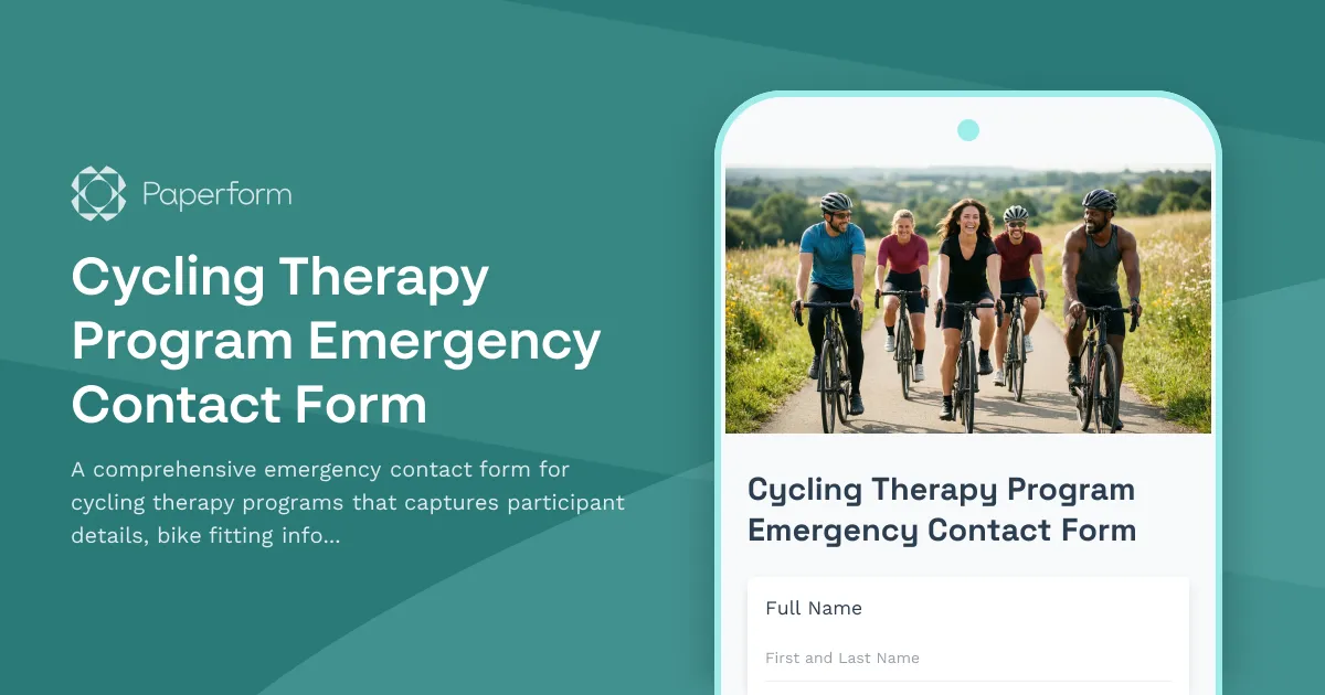 Cycling Therapy Program Emergency Contact Form