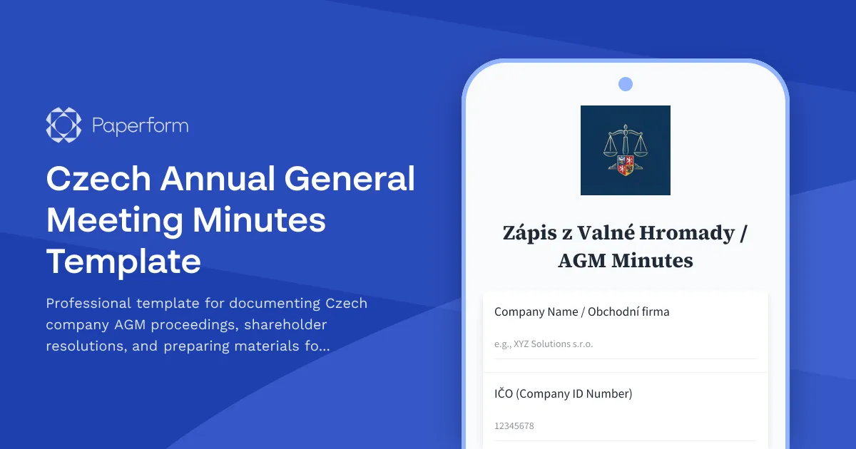 Czech Annual General Meeting Minutes Template