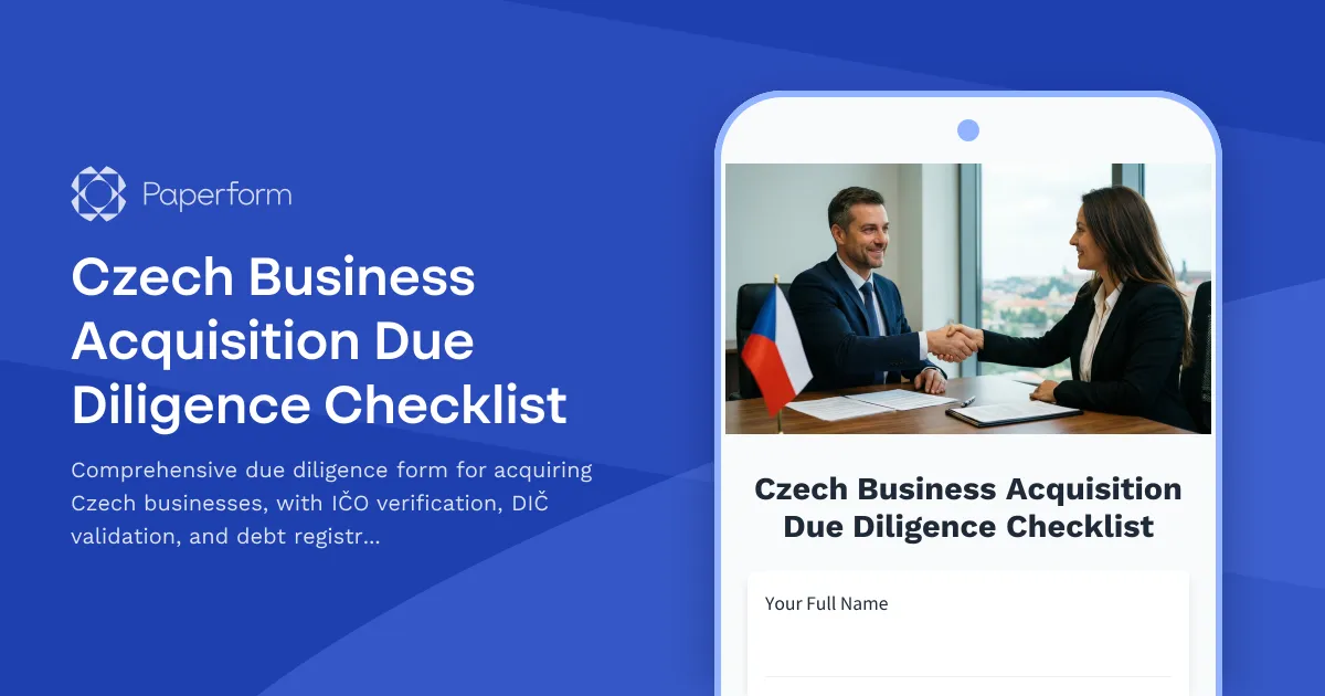 Czech Business Acquisition Due Diligence Checklist