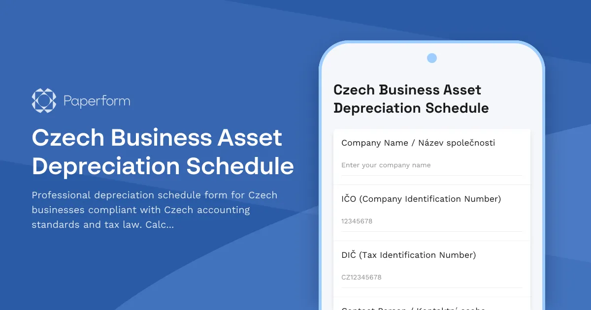 Czech Business Asset Depreciation Schedule