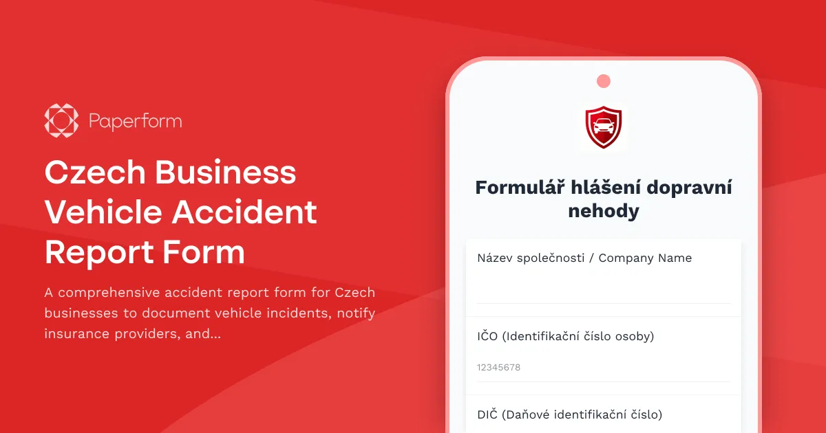 Czech Business Vehicle Accident Report Form