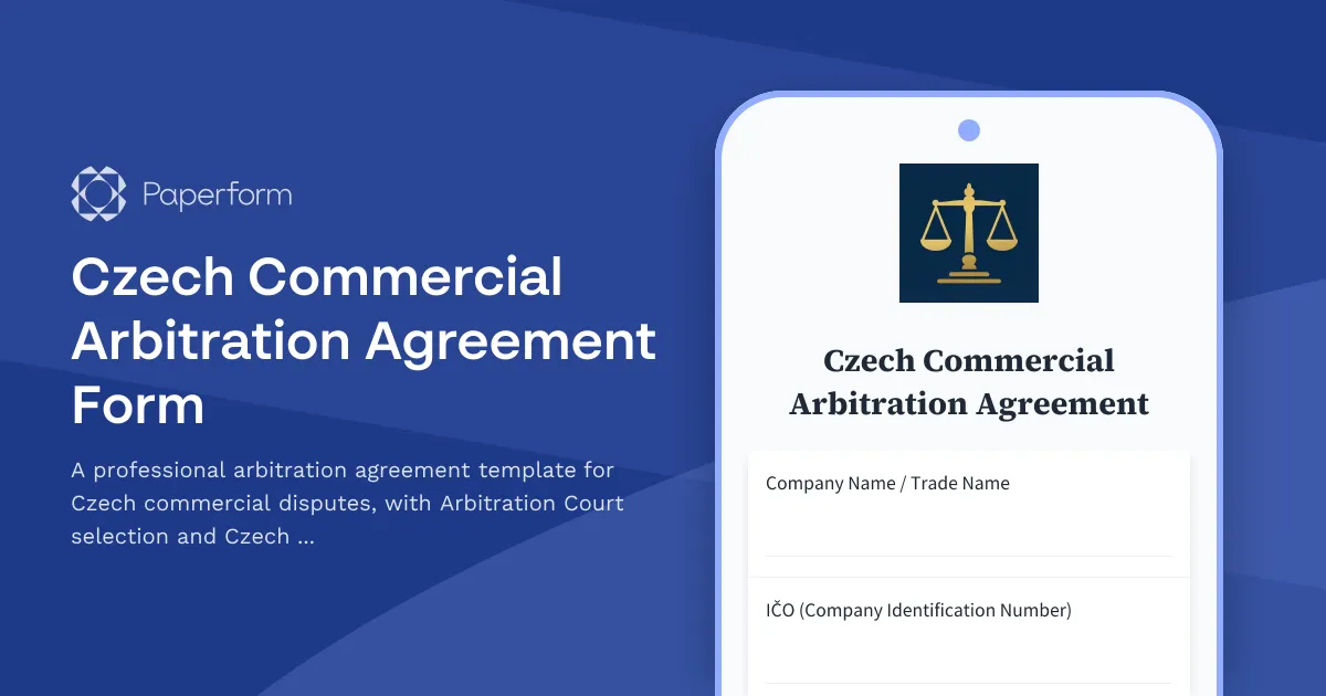 Czech Commercial Arbitration Agreement Form