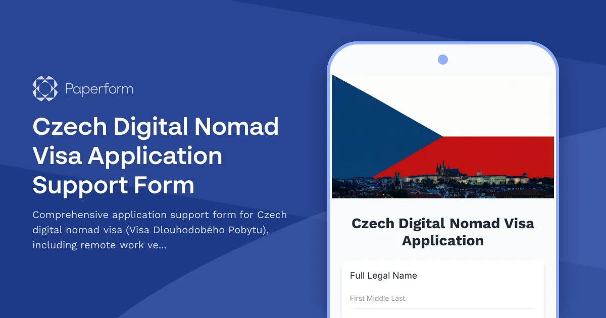 Czech Digital Nomad Visa Application Support Form