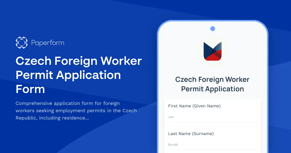 Czech Foreign Worker Permit Application Form