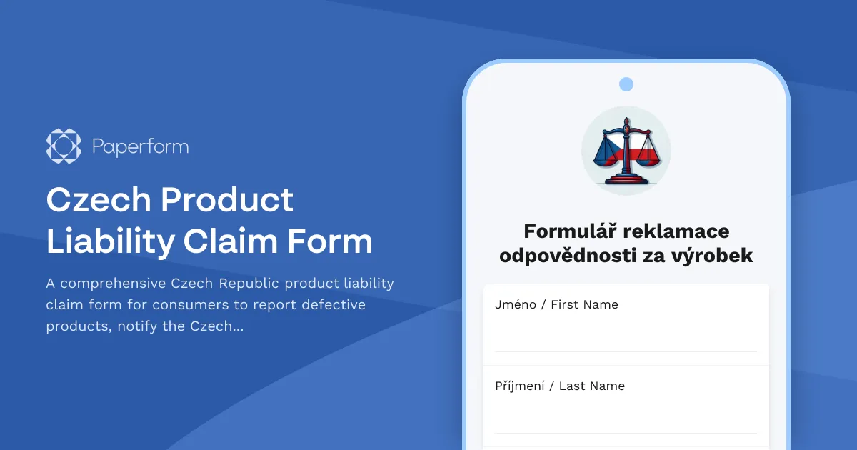 Czech Product Liability Claim Form