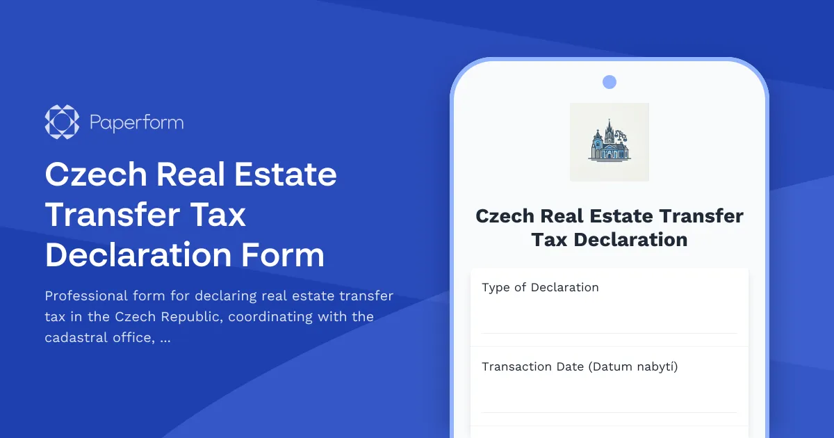 Czech Real Estate Transfer Tax Declaration Form