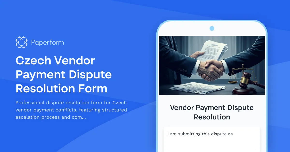 Czech Vendor Payment Dispute Resolution Form